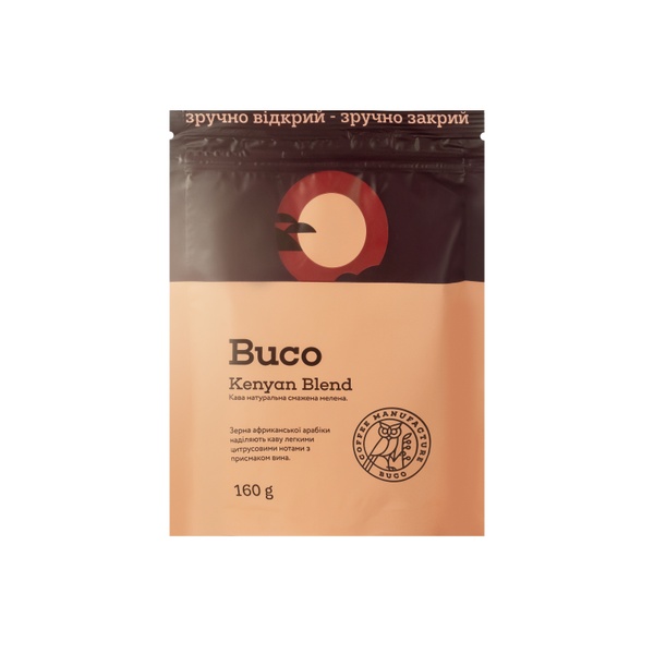 BUCO "Kenyan Coffee" doy-pack packaging (ground coffee)
