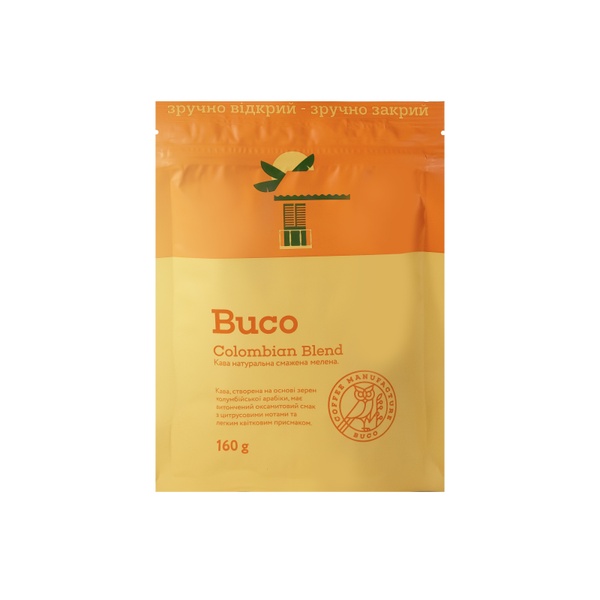 BUCO "Colombian Coffee" doy-pack packaging (ground coffee)